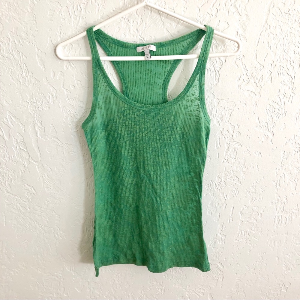 Delia's Burnout Racerback Tank Bright Green M